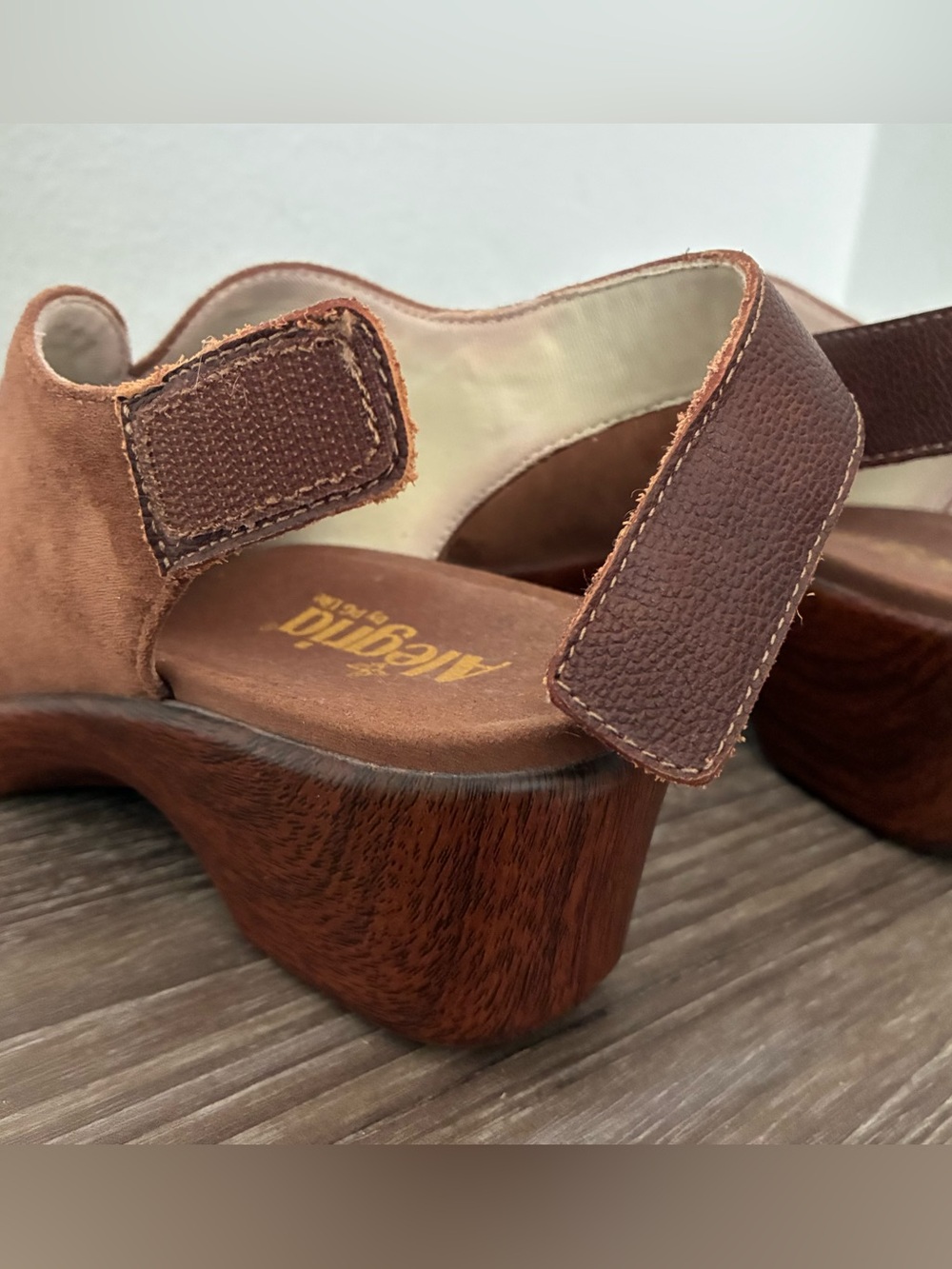 Alegria Rosie Peep Toe Wedge Sandals Size 38 Brown - Picture 11 of 14